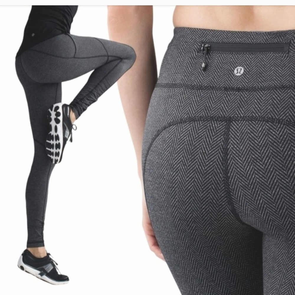 Lululemon Speed Tight IV Herringbone Black Heathered Leggings Size 6